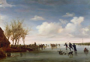 Hollandsk landskab med skatere